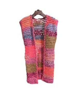 Nizhoni Cardigan Sweater Chunky Open Knit Multicolor Handmade Size 1